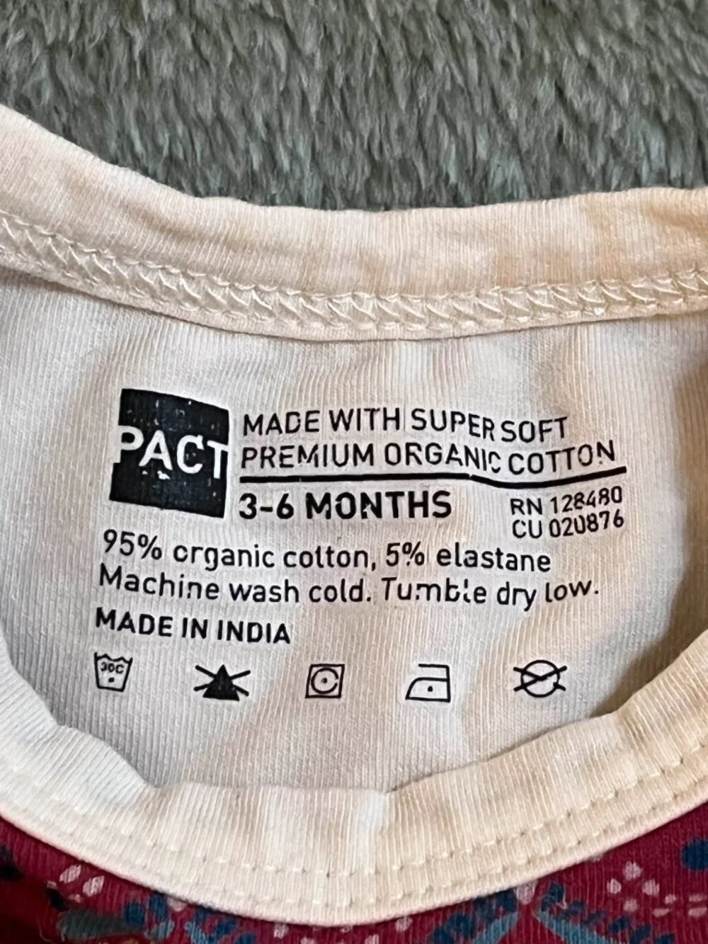 Pact Baby 2Pc Outfit Set 3-6 Months Organic Cotton Bodysuit Pants Geometric Pink